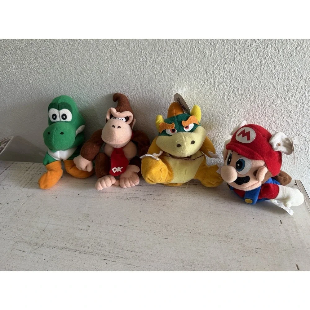 Vintage Plush Nintendo N64 BeanBag Figures Set of 4 Mario Yoshi Bowser Donkey K